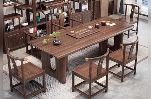 Nội thất phòng trà, Bàn Trà Gỗ Ô Kim, Sum Vầy Bên Chén Trà NA007